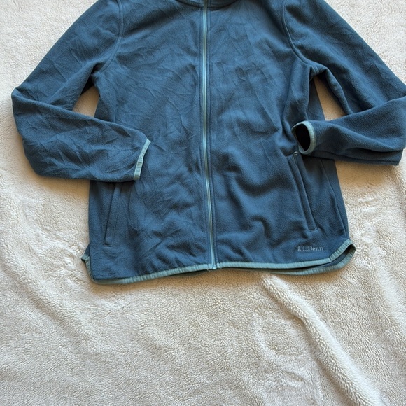 L.L. Bean Blue Full Zip Fleece Jacket Women’s Size Medium Petite - Picture 3 of 7